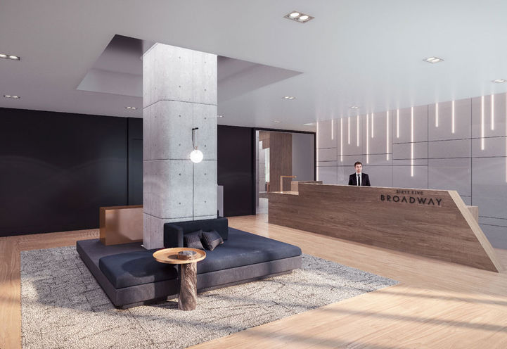 Concierge and Lobby with Seating at 65 Broadway  Avenue Condos