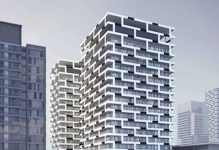 Tower View of 65 Broadway Avenue Condos Early Rendering