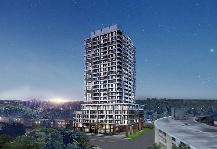 71 Talara Drive Condos Evening View of Tower