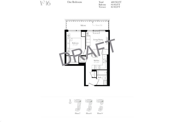 8188 Yonge Condos,  One Bedroom Sample Floorplan