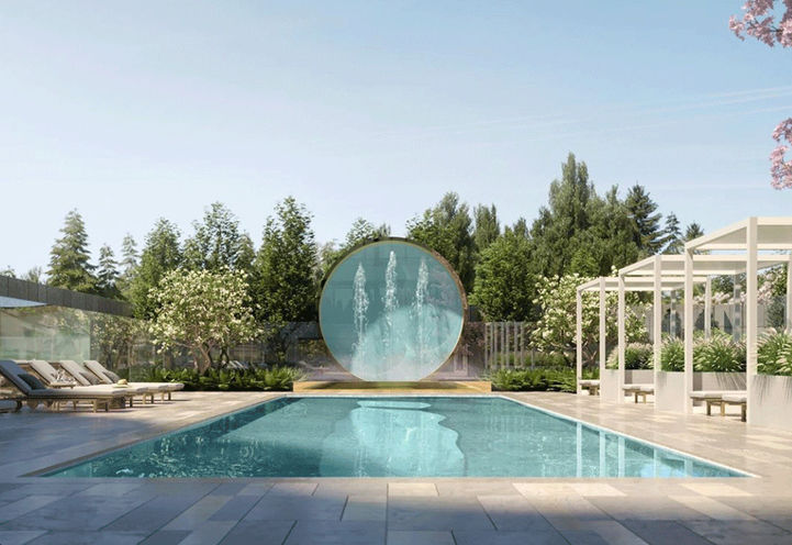 8188 Yonge Condos, Outdoor Infinity Pool with Sun Deck, Private Cabanas and a Waterfall Feature
