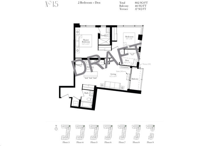 8188 Yonge Condos,  Two Bedroom Plus Den Sample Floorplan