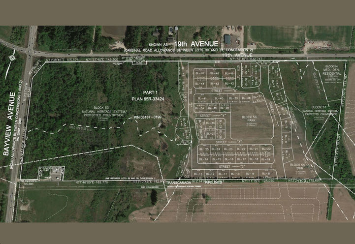 Aerial Map View of Site Plan for 921 Bayview and Nineteenth Towns