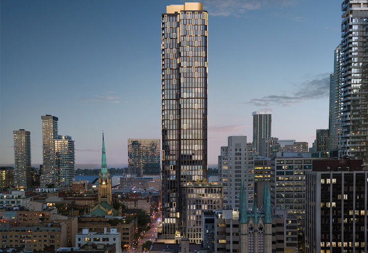 ALiAS Condos Hero Shot Closeup of Tower Against Skyline
