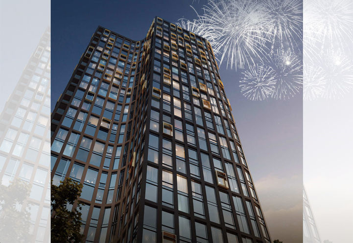 ALiAS Condos Looking Up at Tower Exteriors