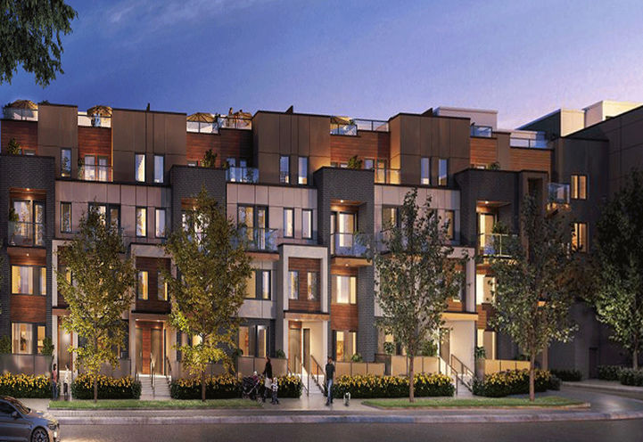 Amsterdam Urban Towns, Close Up View of Rooftop  Terraces and Townhome Exterior
