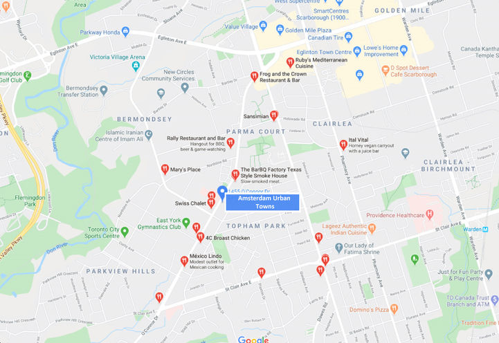 Amsterdam Urban Towns, Map Showing Nearby Restaurants