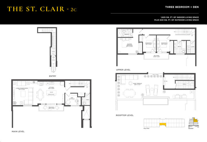 Amsterdam Urban Towns, The St.Clair Three Bedroom Plus Den Sample Floorplan