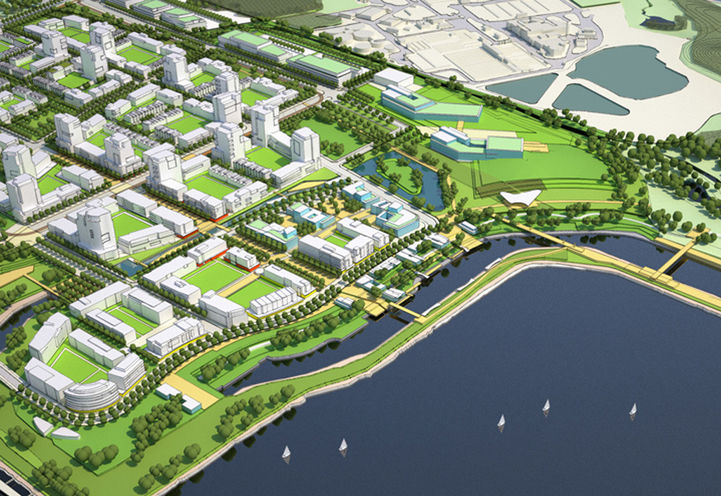 Aquanova Condos at Lakeview Village Aerial View