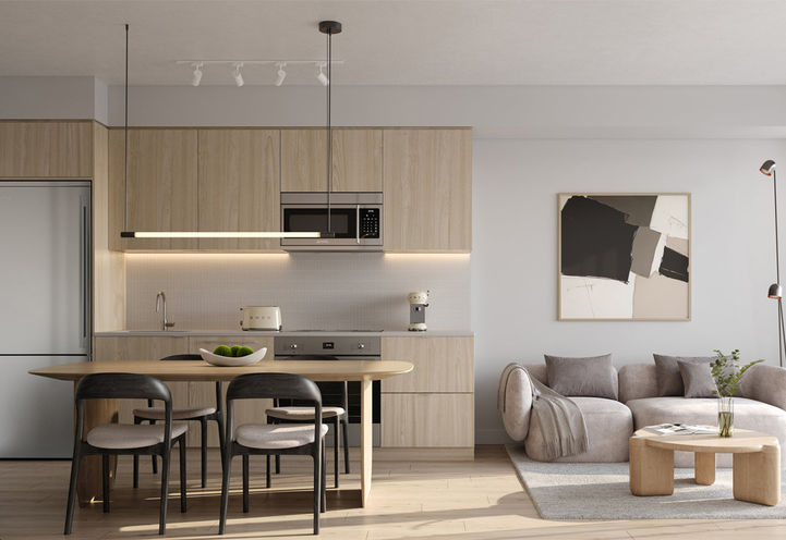 Arcadia District Condos Kitchen and Living Area