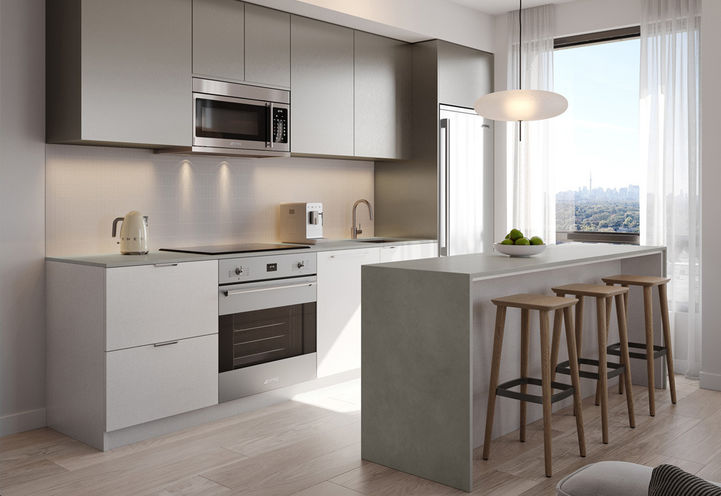 Arcadia District Condos Kitchen with Island