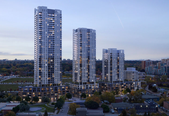 Arcadia District Condos Tower Exteriors at Dusk