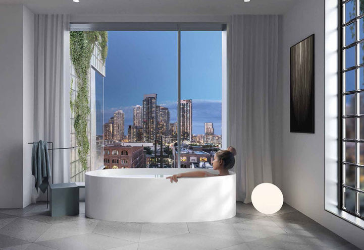 View Inside Bathroom Ensuite looking towards the City,BIG King Toronto Condos