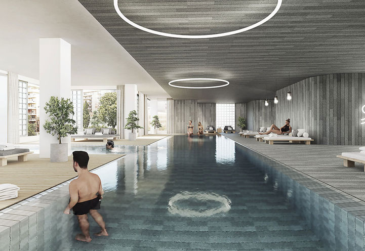 View of Mountain inspired pool BIG King Toronto Condos