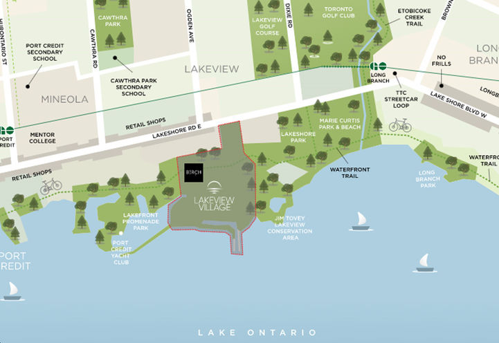 Birch Condos at Lakeview Village Aerial Map View of Project Location