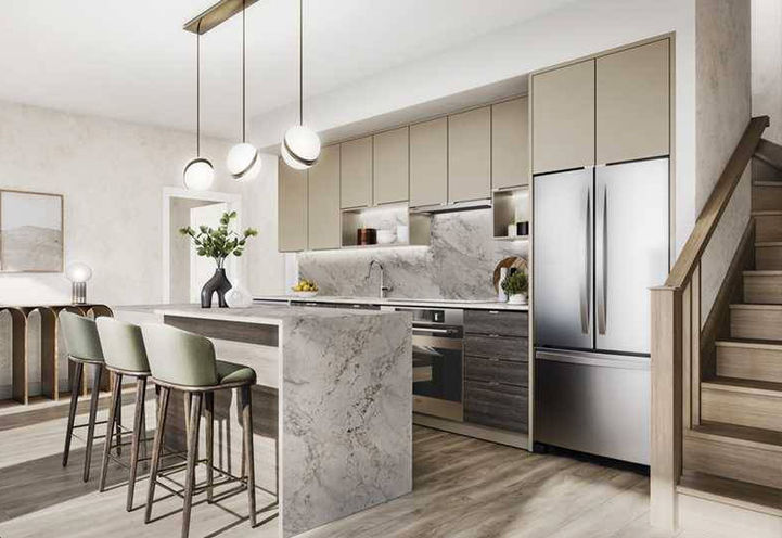 Birch Condos at Lakeview Village Lower Level Kitchen with Island