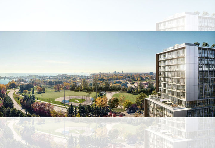 Birch Condos at Lakeview Village Skyline View of Upper Level Exteriors