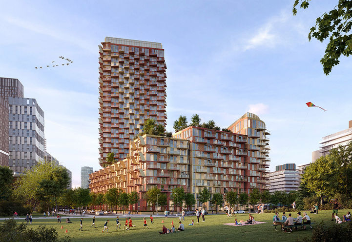 Block 13 Condos Exterior View From Corktown Commons