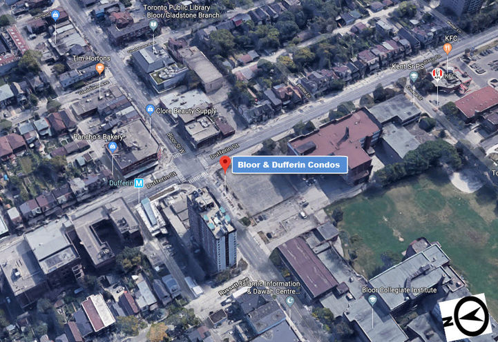 Aerial Map View of Bloor and Dufferin Condos Location