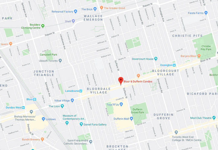 Planned Location of the Bloor and Dufferin Condos