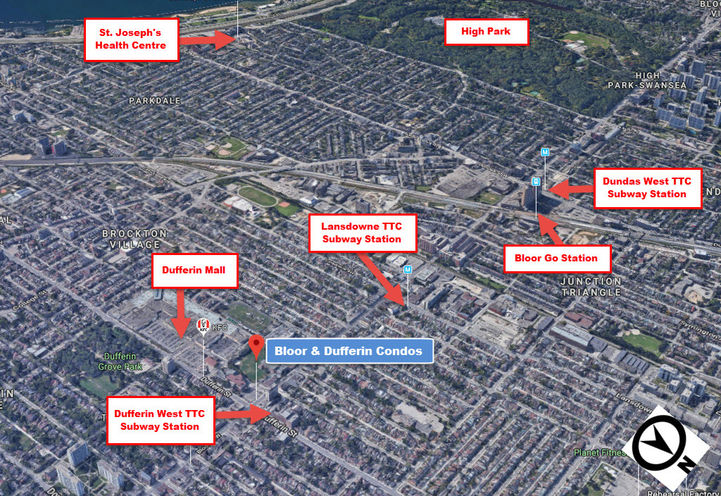 Surrounding Map Area of the Bloor and Dufferin Condos