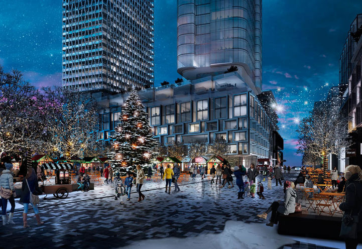Winter Nights, Community Park and Square at Bloor & Dufferin Condos