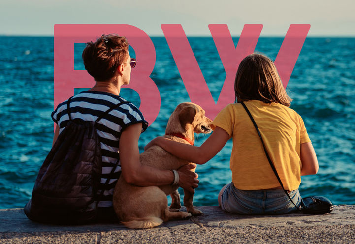 Bridge House at Brightwater Condos - People and Dog at the Beach