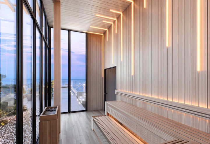 Bridge House at Brightwater Condos Sauna Interior