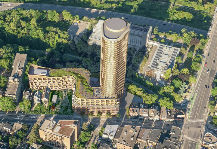 Broadview and Danforth Condos Aerial View of Tower