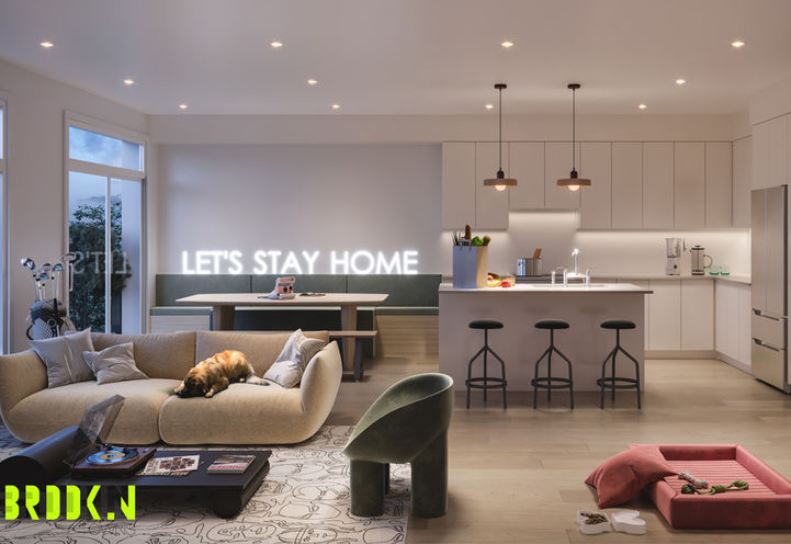 Brooklin Towns Open Concept Kitchen, Dining, and Living Room