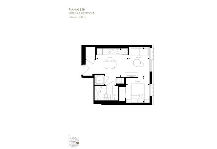 Burke Condos, Junior One Bedroom Sample Floorplan