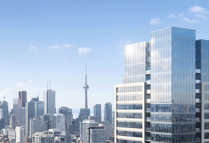 Burke Condos - Looking at the Top Exterior Levels and City Skyline