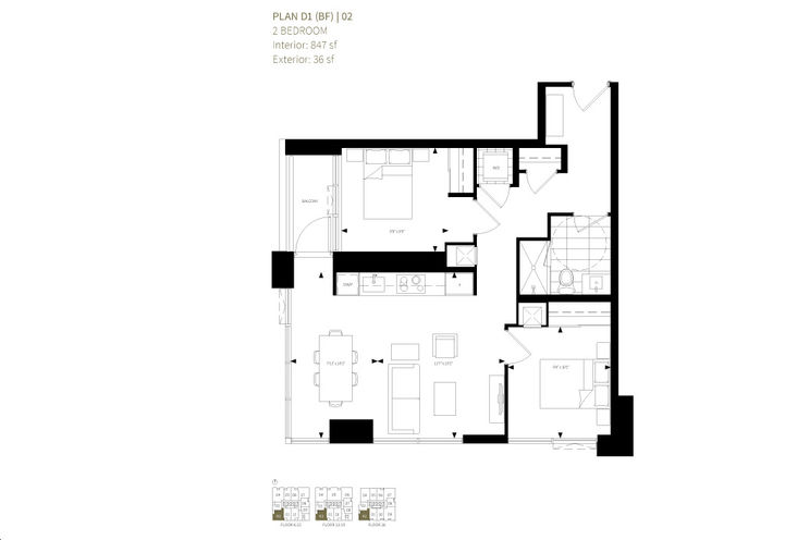 Burke Condos, Two Bedroom Sample Floorplan