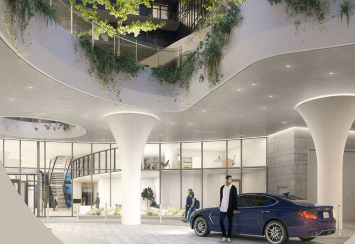 Canopy Towers Condos, Dusk View of Courtyard Entrance