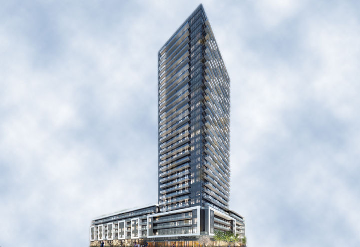 Canopy Towers Condos, Tower Rendering from Street Level