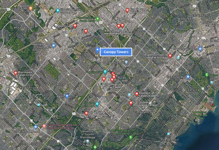 Nearby Colleges and Universities From Canopy Towers Condos