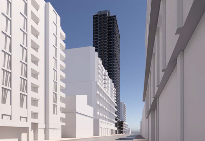 Celeste Condos Looking Down the Street - Early Design