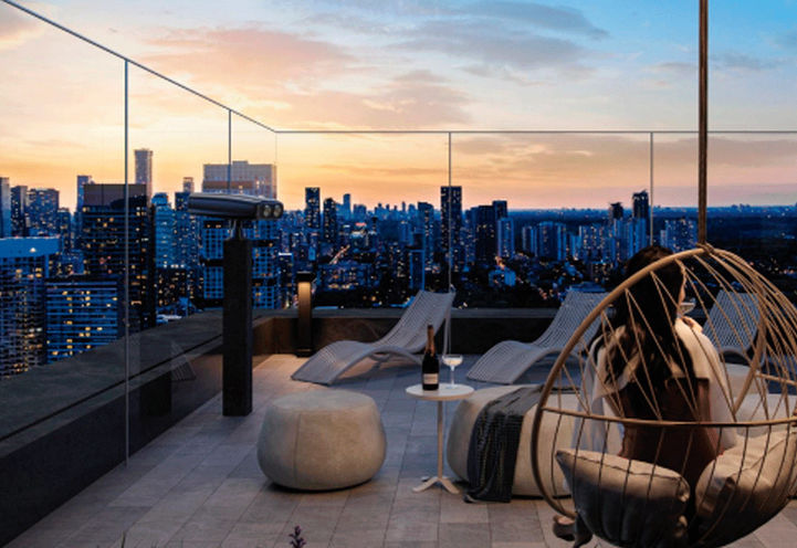 Celeste Condos Night Sky Rooftop Terrace View
