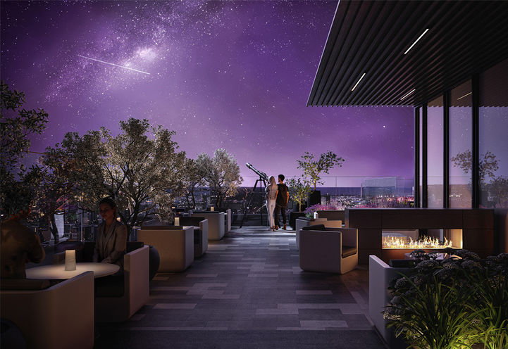 Celeste Condos Night Sky View From Rooftop Terrace
