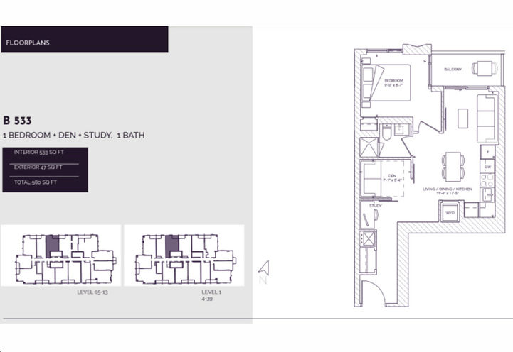 Celeste Condos - Suite 533 - 1 Bed/1 Bath/Den/Study