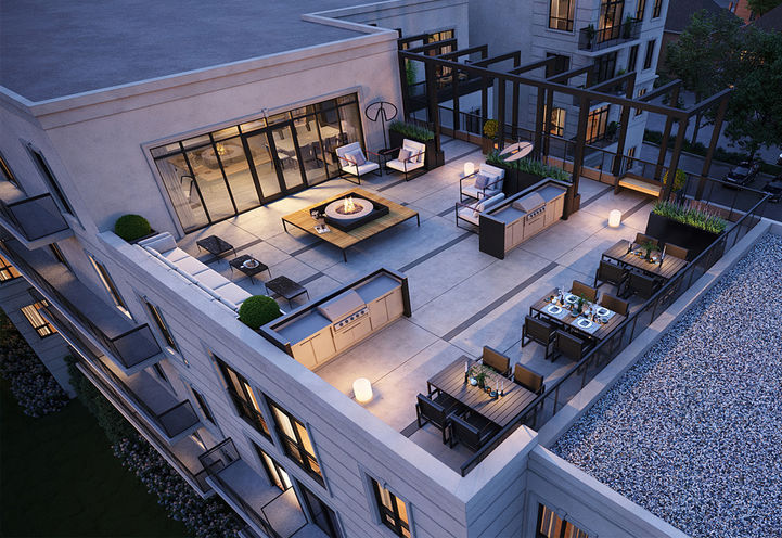 Century Condos Aerial View of Rooftop Terrace