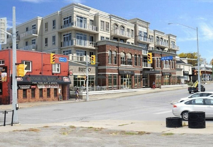 Century Condos Street Level View of Building Exteriors