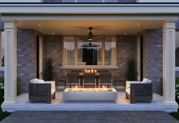 Clarehaven Estates Patio with Seating and Fireplace