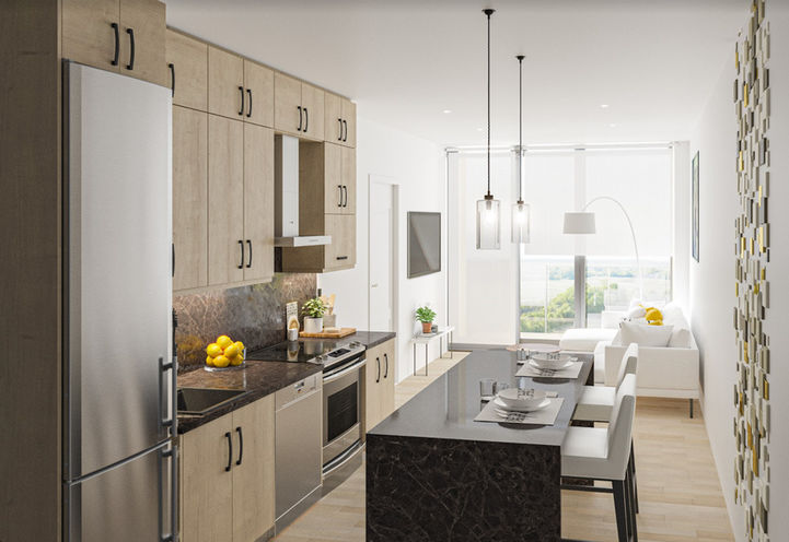 Clockwork Condos 2 Suite Kitchen with Island