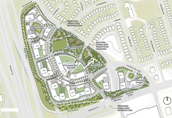 Aerial View of Proposed Building Heights for Cloverdale Mall Condos 2