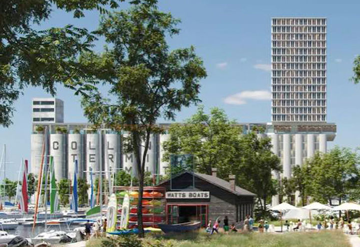 Collingwood Grain Condos Exterior View From the Beach