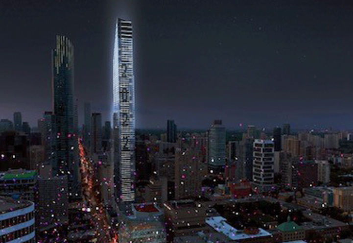 Concord Sky Condos Dusk Building Exterior View