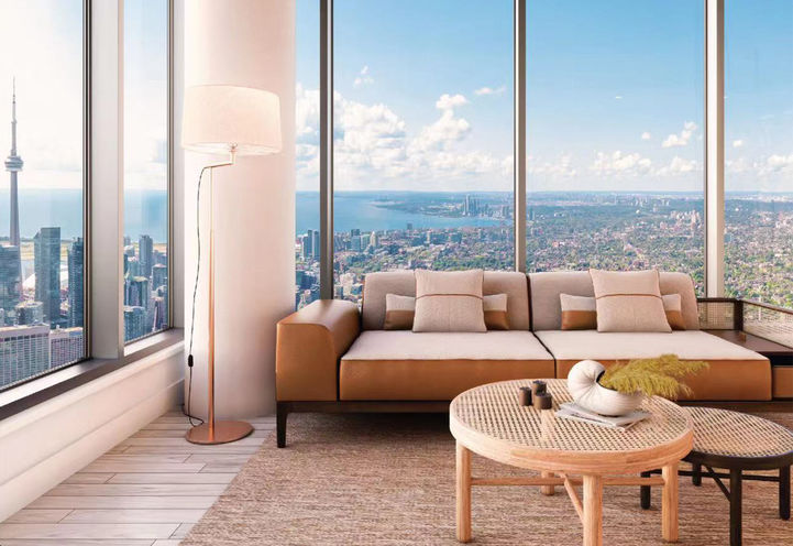 Concord Sky Condos Suite Interiors with City Skyline View