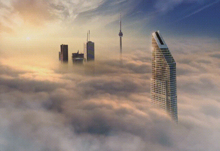 Concord Sky Condos View of Crown Above the Clouds