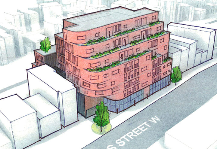 Aerial View of Condo Exteriors Facing Dundas Street West Early Rendering